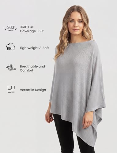 PATPAT Mesh Nursing Cover, Breathable Solid Knit Poncho, Light Gray - color: Light Gray