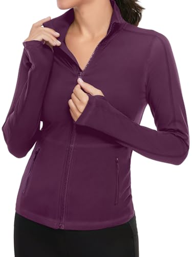 VUTRU Women's Workout Yoga Jacket Full Zip Running Athletic Track Jacket - color: A-purple, size: X-Small