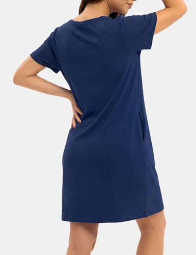 3 Pack Nightgowns for Women Sleep Shirts Pajama Dress with Pockets - color: Set E, size: X-Large