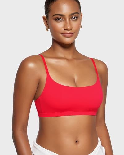INLYRIC Women's Unlined Wireless Sports Bralette - color: Bright Red, size: Large