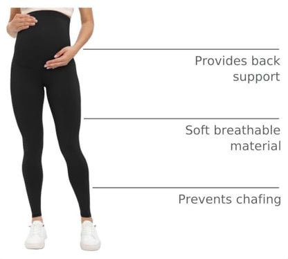Buttergene 3 Pack Maternity Leggings with Elastic Band - color: 3pack Black/Black/Black, size: Large