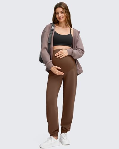 G4Free Smoofit Modal Soft Maternity Joggers Pregnancy Casual Sweatpants - color: Dark Coffee, size: X-Small