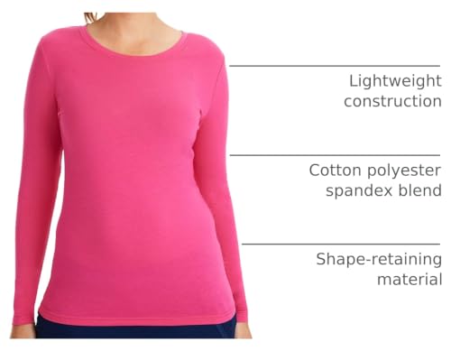 Healing Hands Underscrub Long Sleeve Women Knits Scrub Tops - color: Carnation Pink, size: 5X-Large