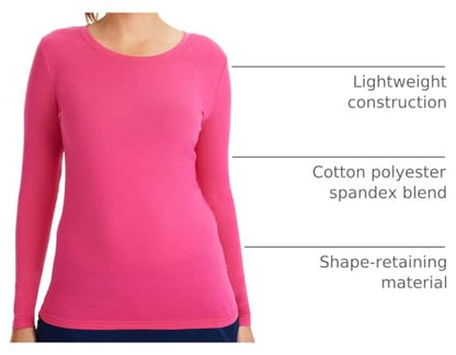 Healing Hands Underscrub Long Sleeve Women Knits Scrub Tops - color: Carnation Pink, size: Medium