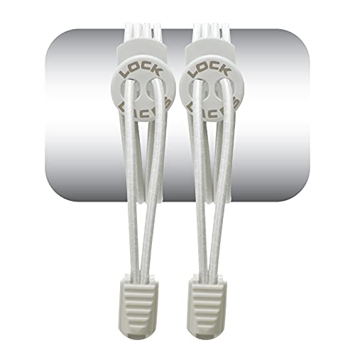 Lock Laces Elastic No Tie Shoelaces for Kids & Adults, One Size Fits All - color: Solid White