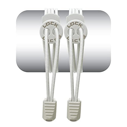 Lock Laces Elastic No Tie Shoelaces for Kids & Adults, One Size Fits All - color: Solid White