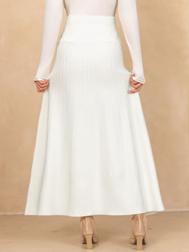 Maternity Skirt Over Belly High Waist Midi Work Skirt - color: White, size: Large