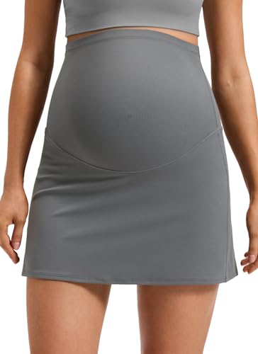 CRZ YOGA Maternity A Line Golf Skirts - color: Ash Grey, size: Medium