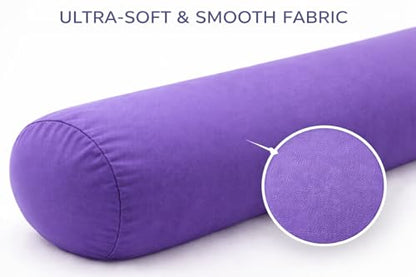 Microbead Body Pillow – Full Body Side Sleeping Support Pillow with Removable Cover for Hips, Knees, Back & Everyday Comfort, 30" x 8" - color: Purple