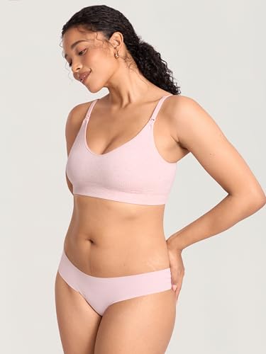 MOMANDA Ribbed Nursing Bras for Breastfeeding - color: Mist Pink Heather, size: Medium