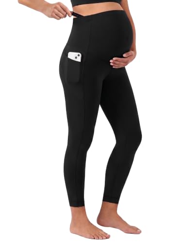 Women's Maternity Capri Leggings with Pockets Yoga Pants - size: Medium