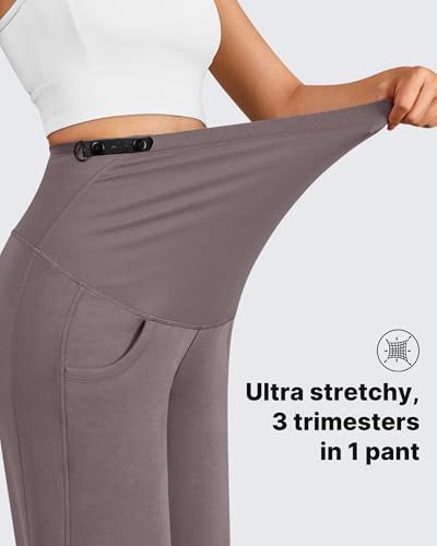 G4Free Maternity Pants Pregnancy Wide Leg Sweatpants High Waist Modal Soft - color: Taupe, size: Medium