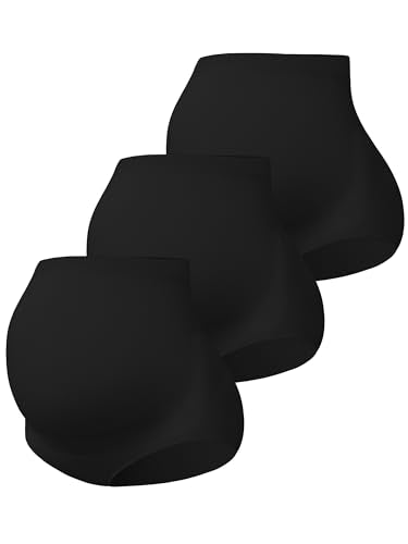 Maternity Underwear Over Bump, Pregnancy Panties Belly Support, Multi Pack - color: Black*3, size: 3X-Large