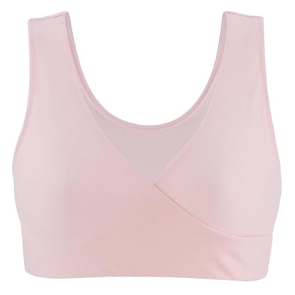 Women's Cotton Wireless Sleep Bra for Nursing and Maternity - color: Pink+white+navy Blue, size: Medium