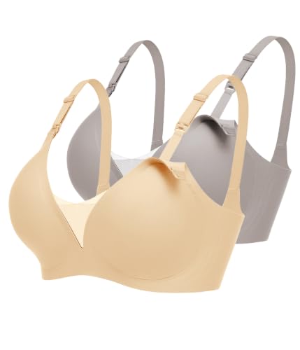 Avidlove Nursing Bras for Breastfeeding Wireless Seamless Maternity Bra - color: Grayish Brown/Nude, size: Medium