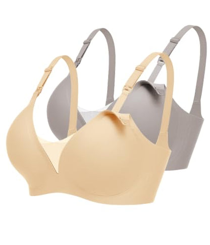 Avidlove Nursing Bras for Breastfeeding Wireless Seamless Maternity Bra - color: Grayish Brown/Nude, size: Medium