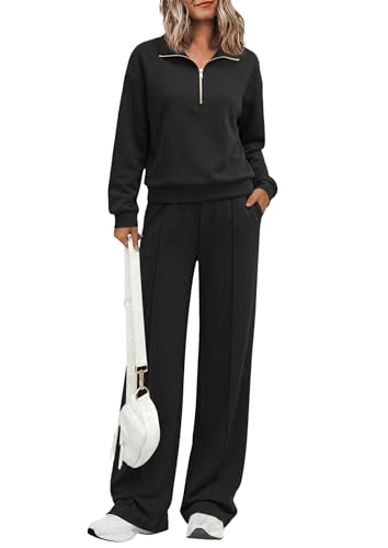 PRETTYGARDEN Women's Lounge Sets 2 Piece Outfits Sweatsuits - color: Black, size: Small