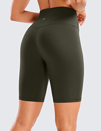 CRZ YOGA Butterluxe Biker Shorts 8" - color: Olive Green, size: Medium