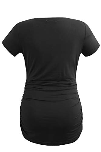 Smallshow Women's Side Ruched Tunic Maternity Shirts 3 Packs - color: Army Green-black-deep Grey(3 Pack), size: Medium