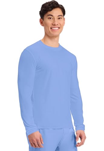 Cherokee Basics Long Sleeve Underscrub for Men Crew Neck Compression Shirt - color: Ciel Blue, size: Medium