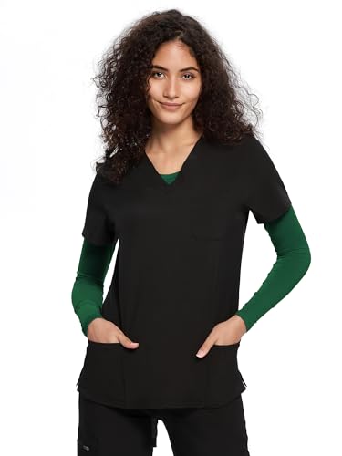COZYFIT Underscrub Long Sleeve Women, Scrubs Undershirts, Crew Neck - color: Hunter Green, size: Medium