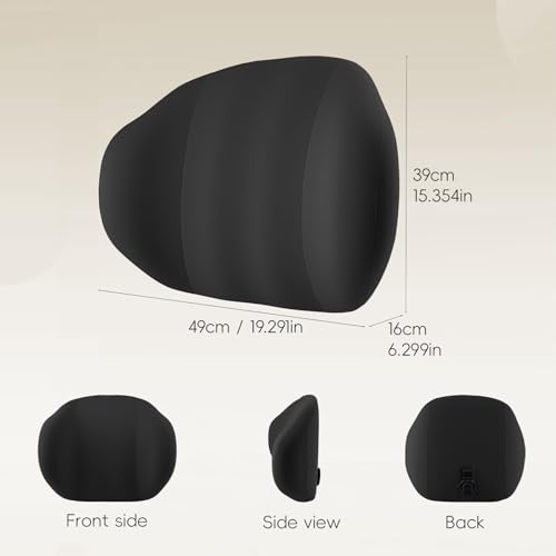 BEBAS Ergonomic Memory Foam Lumbar Support Pillow for Car & Office, Black - color: Black