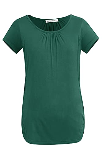 Smallshow Women's Nursing Tops Ruched Short Sleeve Breastfeeding Shirts 3-Pack - color: Deep Green-deep Grey-wine, size: Medium