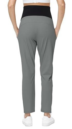 Maternity Pants Over Belly Pregnancy Casual Scrub Pant - color: Grey, size: Small