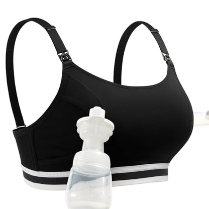 Momcozy 2-in-1 Hands Free Pumping Bra, Adjustable Breast Pump Bra with Wide Support Band for Breastfeeding Moms - size: X-Large Plus