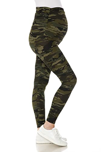 Leggings Depot Women's Over-Belly Maternity Leggings, Soft Yoga Tights - color: Camouflage Army, size: 3X