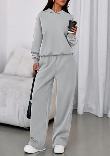 PRETTYGARDEN 2 Piece Lounge Sets for Women Matching Sweatsuits - color: Grey, size: Large