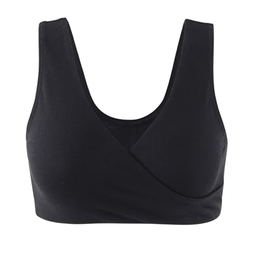 Women's Cotton Wireless Sleep Bra for Nursing and Maternity - color: Black+grey+red, size: Medium