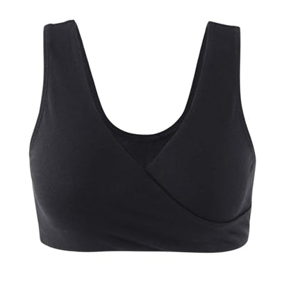 Women's Cotton Wireless Sleep Bra for Nursing and Maternity - color: Black+grey+red, size: X-Large