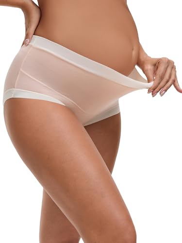 Allegra K Women's Maternity Full Coverage Briefs Plus Size High Waisted Elasticity Invisible Panties - color: Light Pink, size: 3X-Large