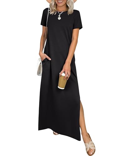 ANRABESS Womens Summer Maxi Dresses Wrinkle Free with Pockets - color: Black, size: X-Small