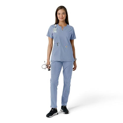 Carhartt Scrubs C12413 Women's Force® Essentials Modern Fit Notch Neck - color: Ceil Blue, size: Medium