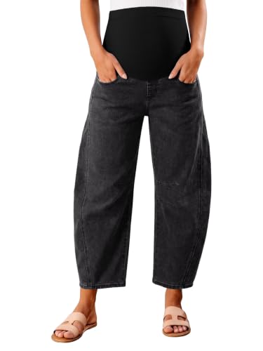 Yoklass Maternity Denim Pregnancy Cropped Pants for Pregnant Women - color: Charcoalgrey, size: 3X-Large