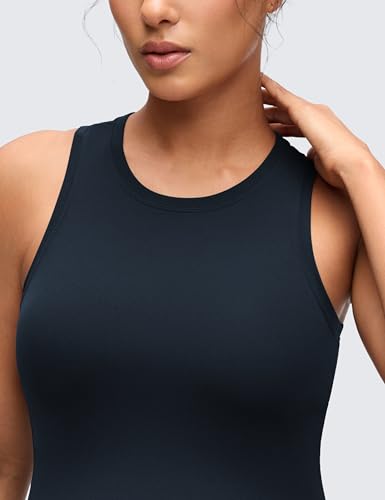 CRZ YOGA Maternity High Neck Tank Tops - color: True Navy, size: Medium