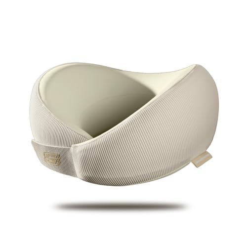Skechers Memory Foam Neck Pillow, Comfortable & Breathable Travel Pillow, Neck Pillow Airplane for Travel, Car Rides, Home, and Office Use, Ergonomic Design for Men and Women,Beige - color: Beige