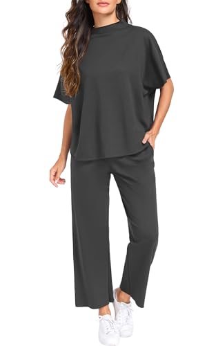PrinStory Womens Lounge Set Summer 2 Piece Matching Sets - color: Dark Gray, size: X-Large