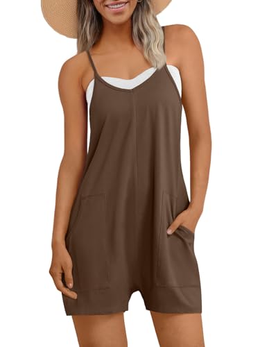AUTOMET Womens Rompers Jumpsuits Overalls Summer Beach Cruise Outfits 2026 - color: Brown, size: X-Large