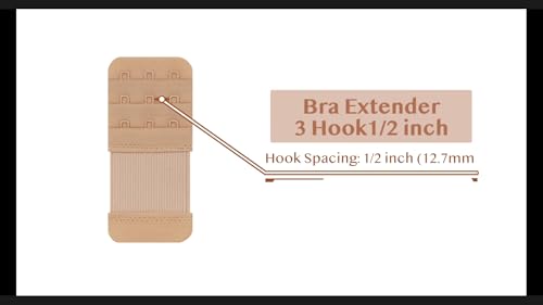 SAMGU Women's Bra Extenders 2 Hook/3 Hook/4 Hook/5 Hook/6 Hook Soft Stretchy - color: 3 Hook 1/2" Spacing, Skin Color