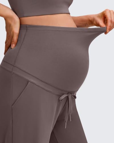 G4Free EverGoing Maternity Joggers with Pockets Drawstring Pregnancy Pants - color: Taupe, size: X-Small
