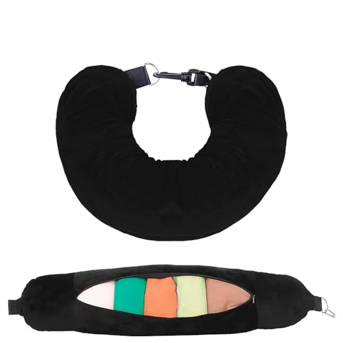 Airplane Pillow for Long Flight Stuffed Neck Pillows Storage Bag Adjustable U-Shapes Airplane Pillow with Extra Luggage Soft Car Travel Essentials No Filler Black - color: Black