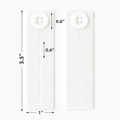 Mandala Crafts Off White Elastic Waist Button Extender for Pants Waistband - color: Off-white, size: Stretchy 3.5 Inches
