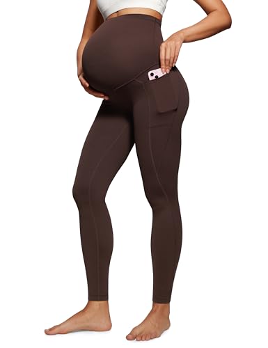 CRZ YOGA Maternity Leggings Pockets 28" - color: Hot Fudge Brown, size: Small