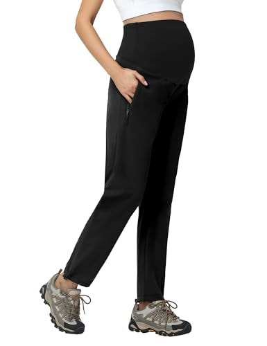 V VOCNI Maternity Pants Straight Leg Scrub Pants - color: Black, size: Small