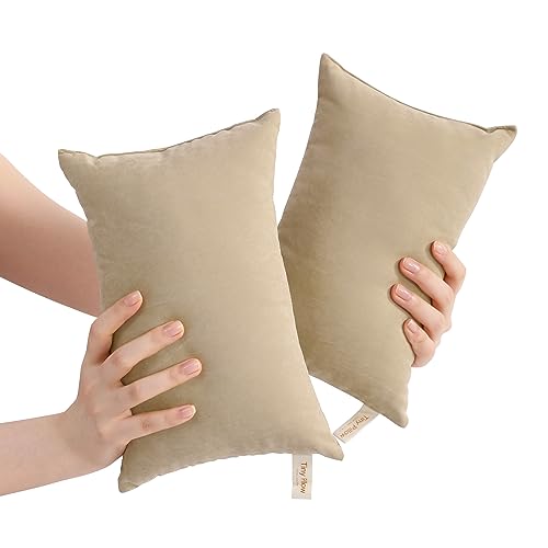 BEDSUM Plush Mini Pillows, 11 x 7, Microfiber, 2 Pack, Taupe - color: Taupe, size: 11x7 inches
