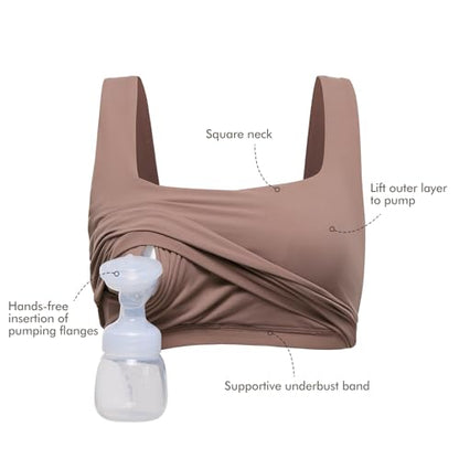 MOMANDA Longline Square Neck Pumping Bras - color: Brown Purple, size: Large