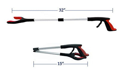 Reacher Grabber Tool 32 Inch 2-Pack, Foldable Trash Picker Grabber, Trash Gripper, Garden Nabber, Litter Picker, Extended Grabber（Red/Blue) - color: Red/Blue